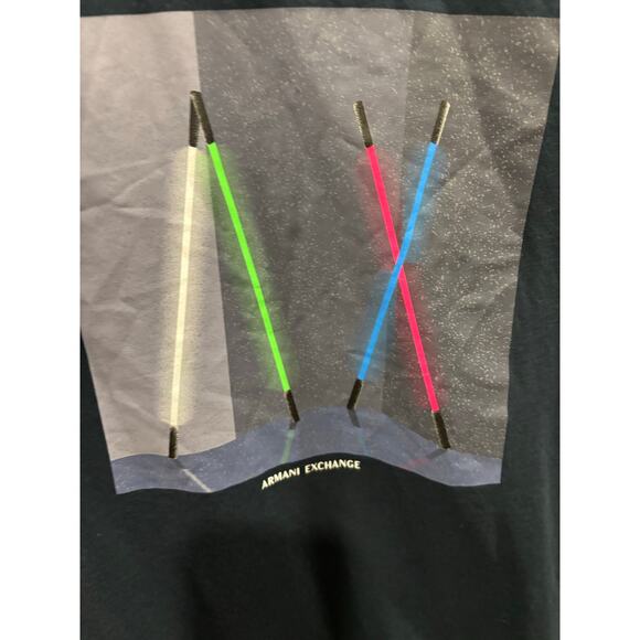 Armani Exchange Neon Light Bar Graphic T Large Cotton Futuristic Urban fashion - Picture 3 of 5